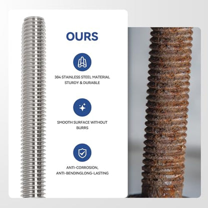 24 Pcs 304 Stainless Steel M6 Fully Threaded Rod,3"(77mm) Threaded Rod,Right Hand Threads，with Nuts (24, M6x77mm) - size: M6x77mm