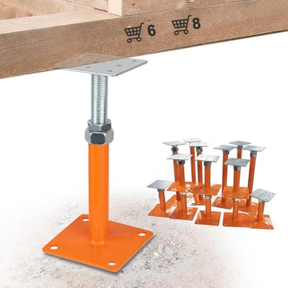 Adjustable Mini Screw Jacks, House Floor Jacks for Leveling 8 PCS 5" - 8" Height Range, Foundation Support Pole, Home Crawl Space 8 Pack Joist Lifting Post, Adjustable Post Base - size: 5"-8"