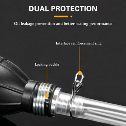 BESULEN Car Gas Siphon Pump, Hand Gasoline Transfer Pump, Manual High Flow Siphon Pump for Water Fuel Petrol Diesel with 2 Durable PVC Siphon Hose, Suitable for Truck, Motorcycle, Auto