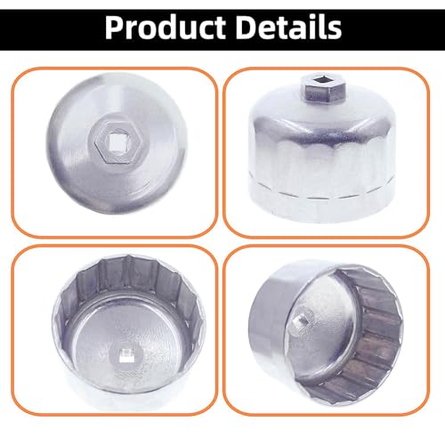 86mm 16 Flute Oil Filter Wrench for BMW Volvo, 6061 Aluminum Oil Filter Cap Removal Tool, 3/8" Drive Compatible, Fits N54 N55 N20 N63 BMW X3 X5 328i 535i Volvo XC90 XC70 S60 Oil Change Kit