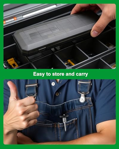 GODESON 2-Pack Tire Tread Depth Gauge 32nds, Color Coded 1/32 Inch Tread Checker with Pocket Clip, Storage Case & 4 Valve Caps for Car, SUV, Truck, Motorcycles Tire Wear