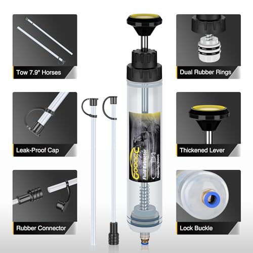 GOOACC Oil Extractor Pump, 500CC Fluid Extractor Automotive Manual Fuel Suction & Filler Pump with Extension Hose Syringe Vacuum Pump, Brake Fluid Extractor for Oil Change Extraction Transfer (500ml) - size: 500CC Manual