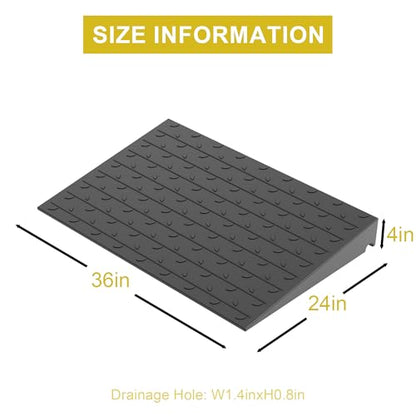 OrangeStar 4" Rise Rubber Threshold Ramp with Cord Channel | Wheelchair & Scooter Ramp, Non-Slip Angled Entry for Doorways, Steps & Garages, 2200 LBS Capacity (Black, 36" Length) - size: 4in