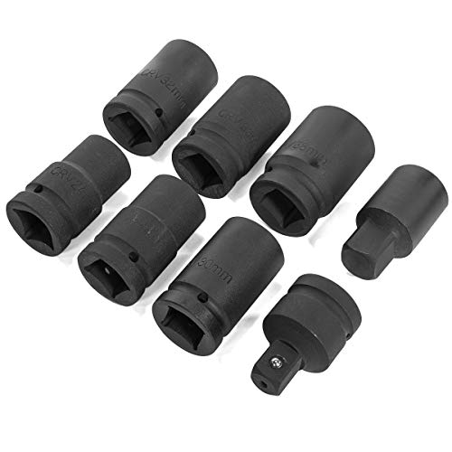 XtremepowerUS 8-Pieces Heavy Duty Torque Multiplier Wrench Labor Saving Lug Nut Wrench Torque Multiplier Cr-v Socket (24mm to 38mm) for Semi Truck & RVs w/Case - style: Torque Wrench Labor Saving