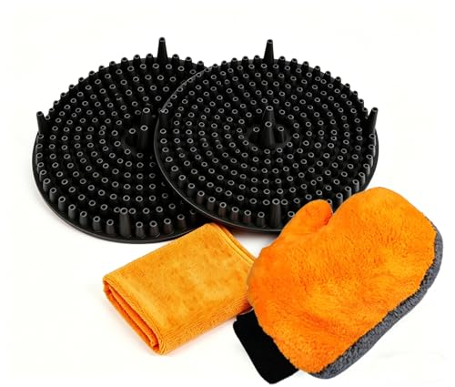 10.4in Heavy Duty Car Wash Bucket Grit Trap Insert (2 Pack) with Premium Wash Mitt & Microfiber Towel - Auto Detailing Dirt Separator Filter, Car Washing Accessories (Black Kit) - color: Black