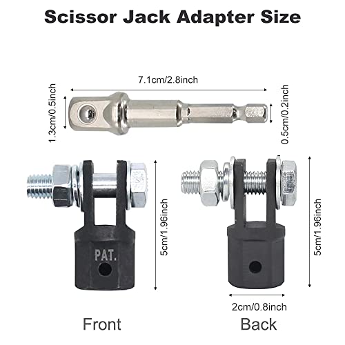 1/2" Scissor Jack Adapter Socket Adaptor with Impact Drill Black | For 1/2 Inch Drive Impact Wrench or 13/16 Inch Lug Wrench, Easy Lifting