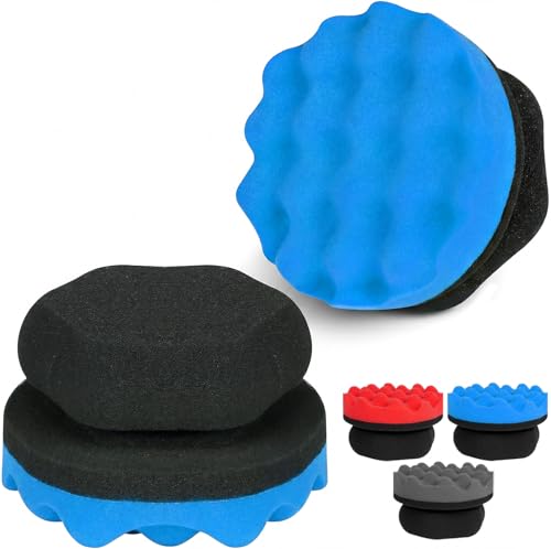 4 Pack Large Tire Shine Applicator Pad - Hex Grip Tire Applicator Sponge, Reusable Foam Sponge Tool for Car Detailing, Ideal for Applying Tire Shine & Tire Cleaner After Car Wash, Car Cleaning - color: Blue, size: 4 Pack
