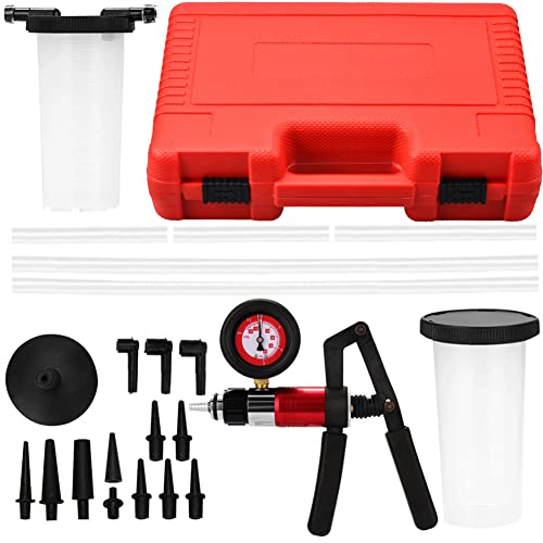 beduan 23pcs Brake Bleeder Kit Hand Held Vacuum Pump Tester, Including 2 Bottles, High Pressure Bleeder for Automotive