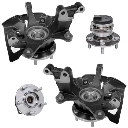 Detroit Axle - FWD Front Steering Knuckles w/Hub + Rear Wheel Hub Bearings Replacement for 2007-2012 Mazda CX-7 - size: 4UW50455/Kit