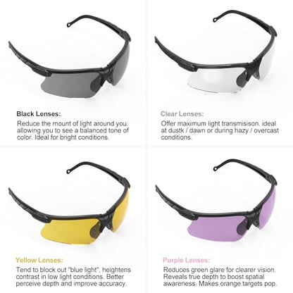 xaegistac Shooting Glasses with Case-Safety Glasses Anti Fog | Z87.1 Certificated Impact Resistance Safety Glasses for Hunting Shooting Sports - color: Purple Lens Black Frame
