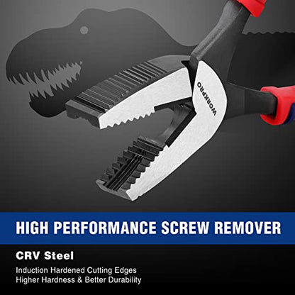 WORKPRO 8" Linesman Screw Extractor Pliers(Combination Pliers) with Unique Non-slip Jaws, Stripped Screw Remover Tool, Lineman Plier for Quickly Removal of Damaged or Rusted Fasteners