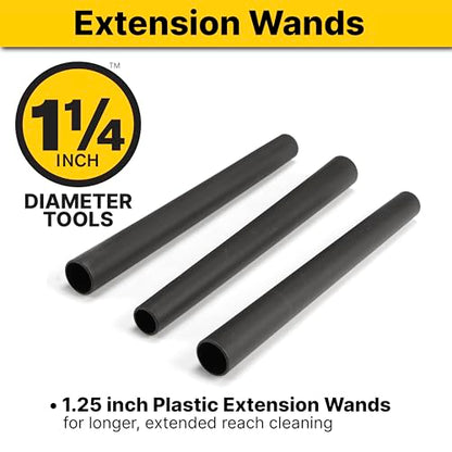 Shop-Vac 9061400 1.25 Inch Diameter Extension Wands, 3-Pack Set | Durable Black Plastic, Ideal for Extended Reach With 1.25 Inch Hoses - size: 1.25-Inch, style: Extension Wands