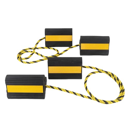Heavy Duty Rubber Wheel Chocks, 2 Pair Non Slip Wheel Blocks with 3 Reflective Strips for RV Trailer Truck Small Aircraft