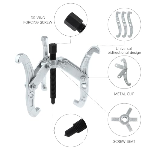ChgImposs 3 Inch 3-Jaw Gear Puller, 2 Jaw 3 Jaw Puller for Pulley Gears Bearings and Flywheels, Heavy Duty Pulley Puller with Reversible Jaws, High Carbon Steel Removal Tool Bearing Puller Tool - size: 3 Inch