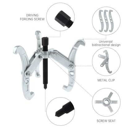 ChgImposs 3 Inch 3-Jaw Gear Puller, 2 Jaw 3 Jaw Puller for Pulley Gears Bearings and Flywheels, Heavy Duty Pulley Puller with Reversible Jaws, High Carbon Steel Removal Tool Bearing Puller Tool - size: 3 Inch