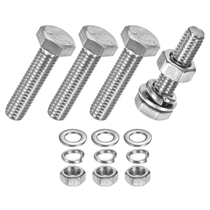 M METERXITY 4-Pack Hex Head Screw Bolt with Nuts Flat & Lock Washers M6x25mm Stainless Steel Bolts and Nuts Kit Fully Threaded Metric Bolt Assortment for Equipment/Machinery - size: M6 x 25mm