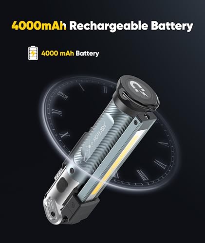 HOTLIGH Magnetic Work Light, 1200LM Rechargeable Work Light with Hook, 3 Mode & Hands-Free Mechanic Light, Magnetic Flashlight for Car Repairing/Emergency/Outdoor Work