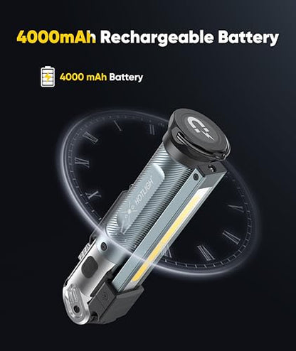 HOTLIGH Magnetic Work Light, 1200LM Rechargeable Work Light with Hook, 3 Mode & Hands-Free Mechanic Light, Magnetic Flashlight for Car Repairing/Emergency/Outdoor Work