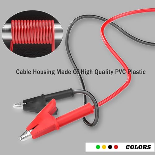 Banana Plug to Crocodile Clip Test Leads Wire 4mm Banana Plug Test Leads | Cable Alligator Clip Test Probe Cable 3.28ft for Multimeter and Battery Testing(X-Y 16A 4S) - size: 3.28ft 16AWG 4 items