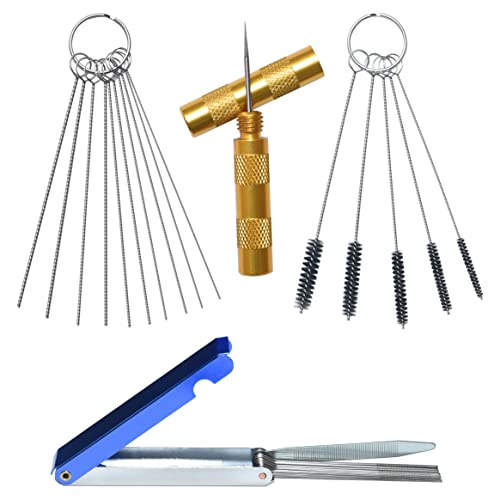 Carburetor Carbon Dirt Jet Remove Cleaner, 13 Cleaning Wires Set + 10 Cleaning Needles + 5 Nylon Brushes + 1 Sharp Pick Tool Kit for Motorcycle ATV Moped Welder Carb Chainsaw Spray Guns Torch Tips - color: 13 Cleaning Wires Set + 5 Nylon Brushes + 10 Clea