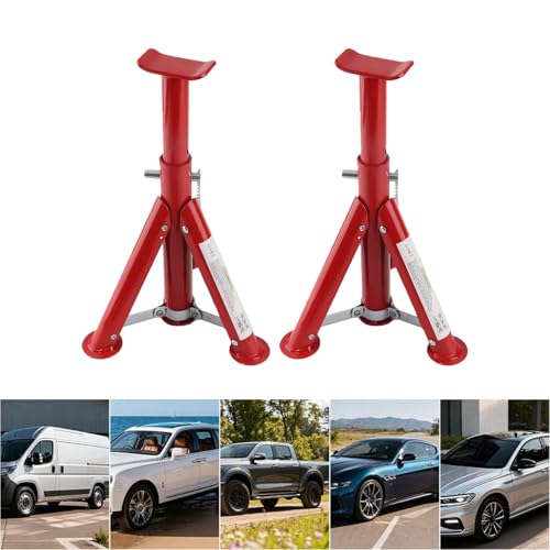 Vikye Foldable 3 Ton Car Jack Stand Durable Alloy Steel for Maintenance Easy Storage 11.42-16.06in Red