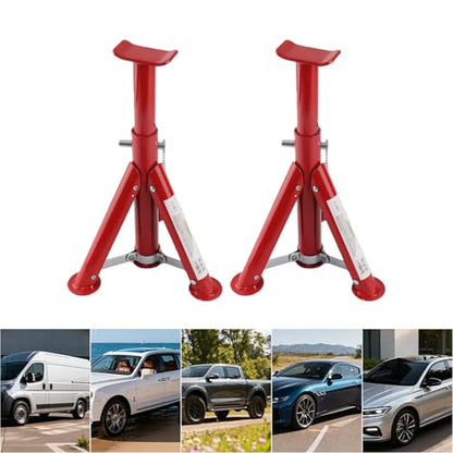 Vikye Foldable 3 Ton Car Jack Stand Durable Alloy Steel for Maintenance Easy Storage 11.42-16.06in Red