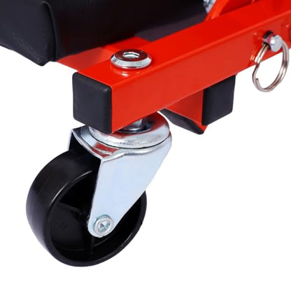 2-in-1 Mechanic Creeper and Stool, 36" Z Creeper Seat, 300 lbs Capacity, Low Profile Design with 6 Smooth-Rolling Wheels, Garage Tool for Mechanics (Red) - color: Red