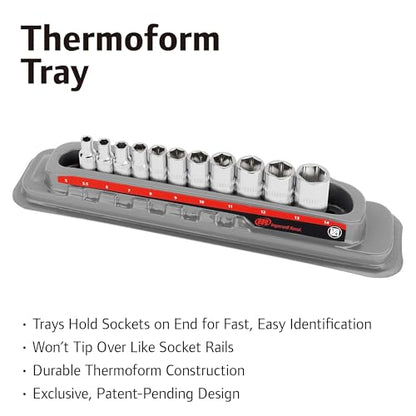 Ingersoll Rand 11-Piece 1/4-Inch Drive Shallow Socket Set, Metric 6-Point (5–14mm), Chrome Vanadium Steel, Mirror-Polish Finish, with Thermoform Organizer Tray – 752043X - size: 1/4 in. Drive Shallow Socket Set, style: Metric