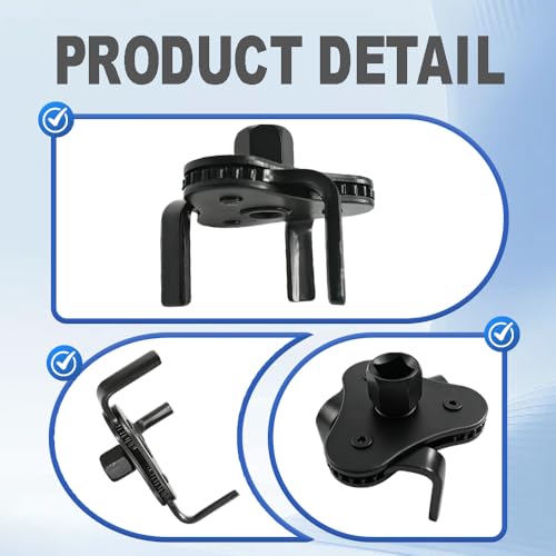 DSkoiph Adjustable Oil Filter Wrench 1/2 to 3/8 Inches Square Drive Socket | 3-Jaw & 2-Way Design, Universal, For Most Cars, Oils Filters Removal Tool