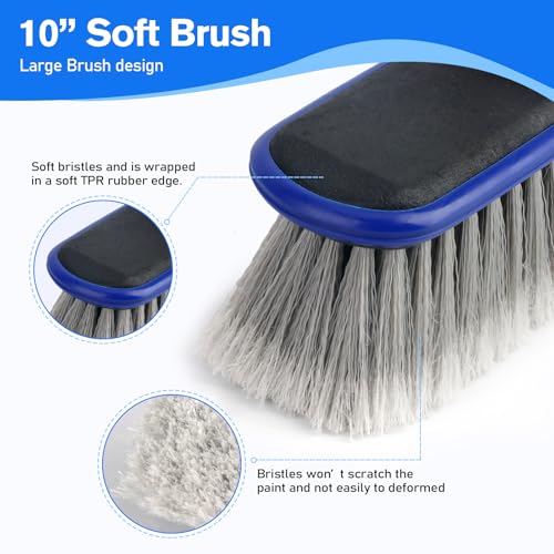 Forgrace Car Wash Brush with Long Handle 67" 170cm | Lightweight Extension Pole Handle | Multipurpose Broom Kit, For RV Boat Truck SUV Caravan Solar Panel House Siding Sweep Snow