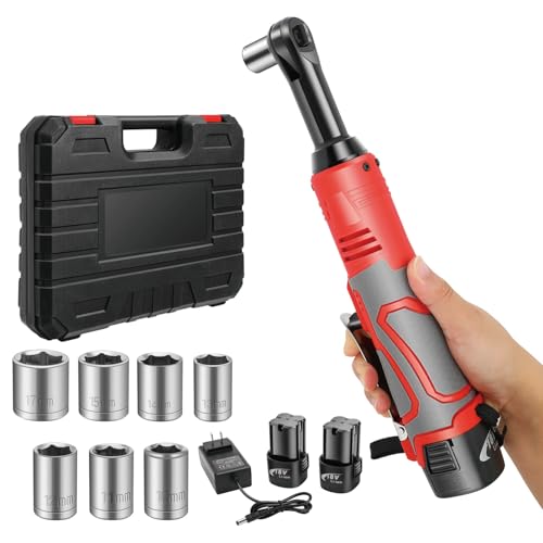 Cordless Electric Ratchet Wrench Set, 3/8" Electric Ratchet Wrench, 18V Power Ratchet Tool Kit With 2 PCS 2000mAh Lithium-Ion Battery, 7 Sockets And Fast Charger