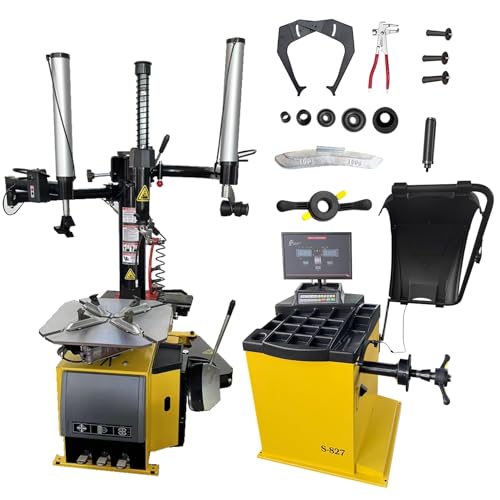 Tire Changer and Automatic Wheel Balancer Combo with Bead Blaster & Auto Measurement, 110V for 10-26" Rims, Professional Tire Shop Equipment