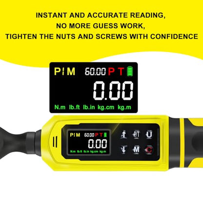 ATsafepro 3/8-Inch Digital Drive Torque Wrench-1-60Nm (1-44 ft-lb),High-Precision Torque Wrench with Buzzer, LED Flash, 5 Units, for Motorcycle & Home Repairs - style: 3/8" 1-44 FT.LB Digital Torque Wrench