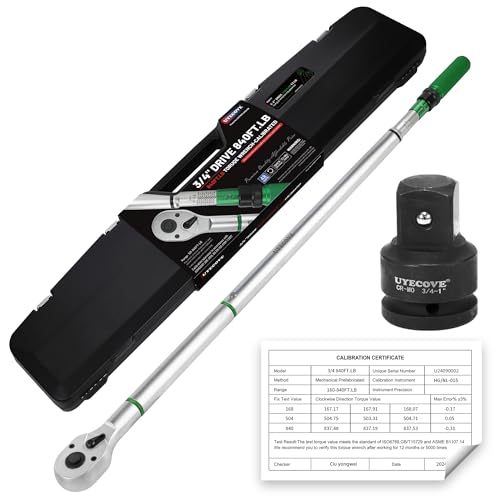 3/4-Inch Drive Click Torque Wrench, Dual-Direction Click Professional Torque Wrench 160-840FT.LB/135-815N.M, Dual Range Scales Graduated in FT.LB and N.M - size: 3/4" 160-840 FT.LB