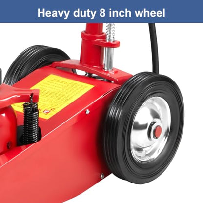 22 Ton Air Hydraulic Floor Jack Quick Lift Air Axle Bottle Jack | Heavy Duty Steel Service Repair Lifting Tool for Trucks with 4 Extension Saddle Set and Wheels 44,000lbs Capacity - color: Red