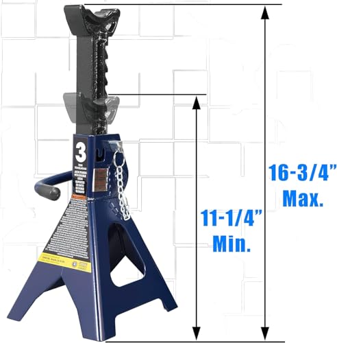 TCE Jack Stands 3 Ton with Double Locking, 11.2-16.7 inch Adjustable Height for Lifting UTV/ATV, Cars, 6000 lb Capacity, 1 Pair - style: 3 ton double locking