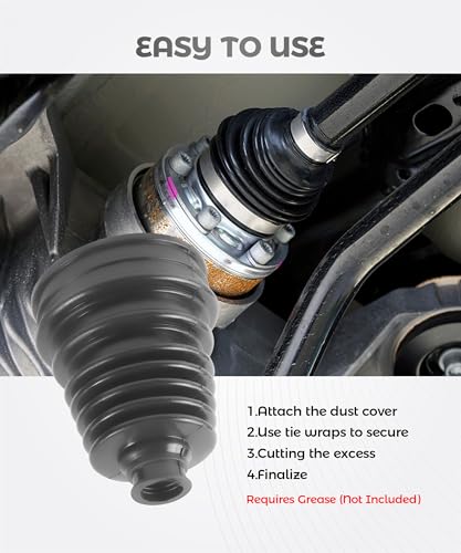 2PCS CV Axle Boot Repair Kit,Car Accessories Silicone CV Boot Repair Kit Includes 4 Stainless Steel Clamp and 6 Nylon Cable Ties,Universal Constant Velocity Boots Set,Suitable for Most Vehicle