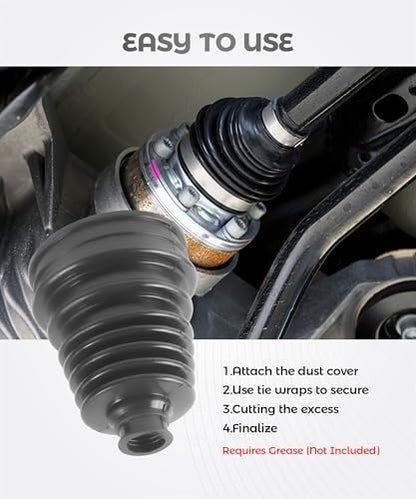2PCS CV Axle Boot Repair Kit,Car Accessories Silicone CV Boot Repair Kit Includes 4 Stainless Steel Clamp and 6 Nylon Cable Ties,Universal Constant Velocity Boots Set,Suitable for Most Vehicle