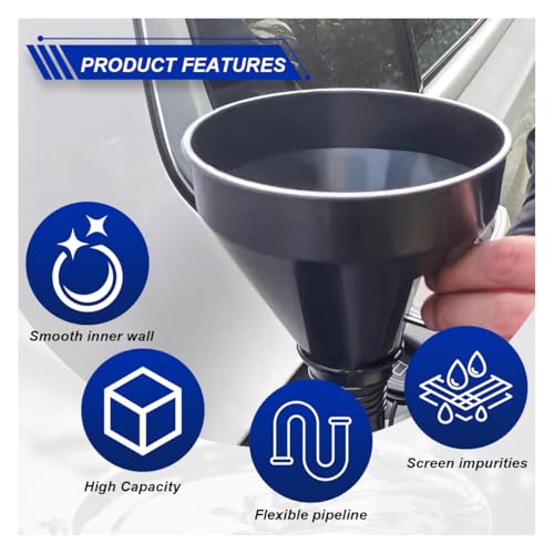 ZIMISI Wide Mouth Oil Funnel with Handle, Flexible Funnel with Hose Extension, Mesh Screen Filter, Oil Change Funnels for Automotive Use, Fits Liquid, Diesel, Kerosene, Gasoline (1PCS)