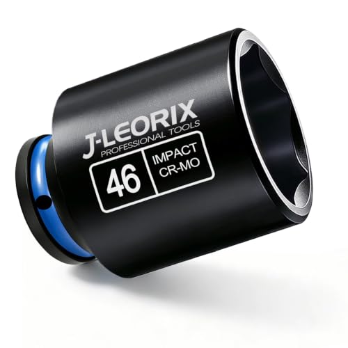1/2" Drive 46mm Deep Impact Socket, 6-Point CR-MO Steel | CR-MO steel impact socket set. 1/2" drive, 6-point design. Deep reach for lug nuts & axle nuts. - size: 46mm