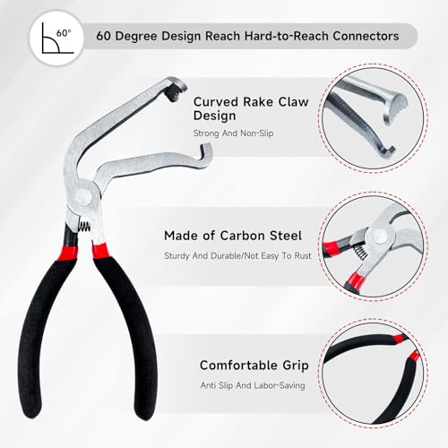 3 Pcs Electrical Disconnect Pliers,Automotive Electrical Connector Removal Tool,Upgrade Electrical Connector Pliers & Automotive Clip Removal Tool,Steel Automotive Hose Clamp Plier Set Tools(Black)
