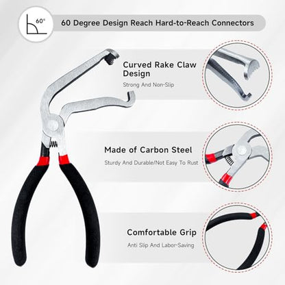 3 Pcs Electrical Disconnect Pliers,Automotive Electrical Connector Removal Tool,Upgrade Electrical Connector Pliers & Automotive Clip Removal Tool,Steel Automotive Hose Clamp Plier Set Tools(Black)