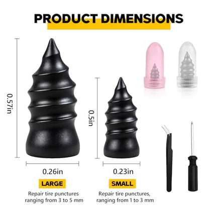 CHRORINE 30 Pcs Tire Repair Rubber Nail 2 Sizes Vacuum Tire Repair Kits Screw in Tire Plugs Suitable for Repairing Tires of Cars Motorcycles Trucks and Tractors