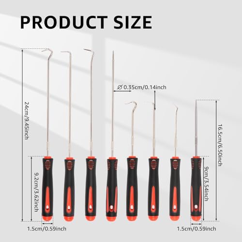16Pcs Pick and Hook Set, Precision Oil Seal Pick Tool, Easy Removal Automotive Oil Seal Hook, Long Short Reach Seal Puller for Car Lock Keys Remove Hoses and Gaskets