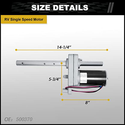 500370 RV Single Speed Drive Motor Compatible with Bulldog Electric Single-Speed Jacks, One Speed Motor for Bulldog Powered Drive Kit 1824200100 1824210100, Replace# BD1046130-00, 1046131, 1046130