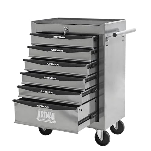 RYH 6 Drawers Rolling Tool Chest & Tool Box on Wheels | Heavy Duty Metal Cart with Ball Bearing Drawers | Fits US General Tool Box for Garage Storage (Silver, 6 Drawers（30.5" H × 20.9" W × 13" D) - color: Silver, size: 6 Drawers（30"H × 20"W × 13"D)