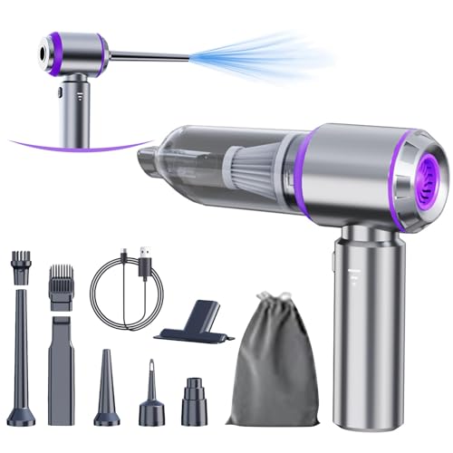 houscly Car Vacuum Portable Cordless 20000PA High Power 4-in-1 Compressed Air Duster & Air Blower & Pump Hand Held Vacuum with Brushless Motor for Car, Home, Office,Camping Ideal Gifts for Men & Women - color: Purple