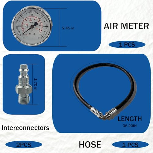 10Pcs High Pressure Oil System IPR Air Test Tool Special Kit Compatible with Ford 6.0L-7.3L Powerstroke Diesel Engines, Oil Pressure Tester Kit with IPR Valve Air Test Fitting & Gauge