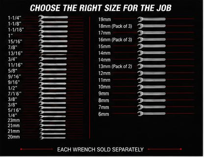 URREA Service Wrench - 1-1/4" Mechanics Wrench with Thin Forged Design & Satin Finish - U3540 - color: Single Wrench, size: 1-1/4"