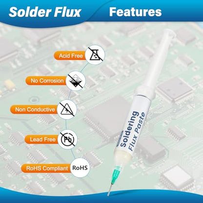Tip Cleaning Kit, Solder Wick, Solder Iron Tip, Brass Cleaning Wire,Soldering Tip Cleaner, Cleaning Sponge & Solder Flux, Supplied By Wonderway (SWK-001) - color: Swk-001